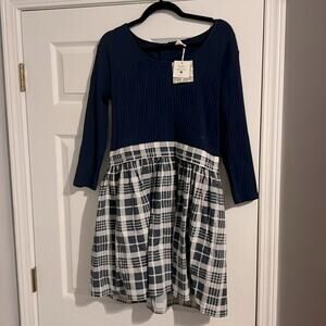 Kate Quinn Navy and White Plaid Dress